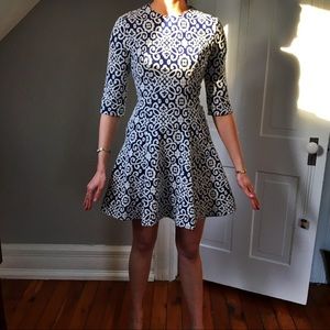 Zara navy and white pattern dress. Gorgeous!